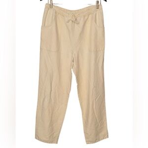 •STYLE & CO•LIGHT BEIGE LINEN-COTTON STRAIGHT LEG HI-RISE PANT SIZE PETITE SMALL